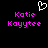 Pixelated icon with pink text 'Katie Kayytee' and a white heart outline on black background.