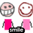 Pixelated cartoon character with two facial expressions, pink rectangular body, and changing text below.