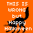 Pixelated black cat silhouette on orange background with white text reading "THIS IS WRONG but Happy Halloween" in three stacked instances.