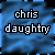 Four- of blue textured backgrounds with 'chris daughtry' text and heart symbols in varying colors