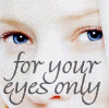 A split-screen animated icon shows a close-up of blue eyes with text on the left and a figure with long white hair against a blue background with text on the right.