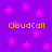 Purple background with pink stars and four instances of orange text reading "CloudCall" in a pattern