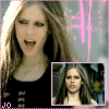 identical animated frames showing a person with long light brown hair wearing a black top against a gray background with pink vertical lines and small yellow stars