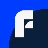Pixelated white L-shaped symbol on dark blue background with bright blue upper section.