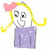 Pixelated cartoon character with yellow hair, pink bow, and purple dress in three sequential poses showing head movement left to right.