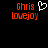 Pixelated red text 'Chris lovejoy' on black background with white heart symbol above right side of text.