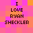 Pixelated text "I LOVE RYAN CHECKLER" on a pink and orange checkered background with two identical copies arranged side-by-side.