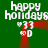Green background with white 'happy holidays' text and red animated lines forming a frame around four corners.