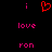 Red heart symbol above pink text 'i', 'love', and 'ron' on black background.
