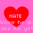 Four red heart shapes on a pink background with 'HATE' text inside each heart and pixelated text below.