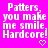 Pixelated text on bright pink background with white heart symbol at bottom right.