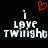 A pixelated graphic with a red heart symbol above two identical text blocks reading 'I LOVE TWILIGHT' on black background.