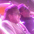 Pixelated static image of two figures in a close embrace with purple and pink color scheme, likely from Star Wars Episode II based on source hints but not visually confirmed.