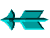 Four pixelated teal arrow icons arranged in a 2x2 contact sheet with varying tail and body shapes across frames.