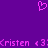 Purple background with a pink pixelated heart symbol at the top center and three instances of pink pixelated text reading 'Cristen <3' below.