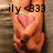 A pixelated image of a person's lower body with hands clasped in front, featuring a pink heart symbol on the chest and overlaid text fragments.