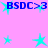 Blue text 'BSDC>3' appears with cyan star icons on a pink background, arranged in two of four stars each