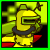 Animated pixel art contact sheet of a yellow robot character with green arms and red accents performing sequential motion across seven frames.