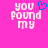 Pixelated text on bright pink background with blue heart symbol replacing 'i' in 'found'.