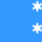 White snowflake shapes fall against a solid blue background in an animated sequence.