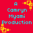 Red background with cyan text reading "A Camryn Myami Production" and yellow square corner decorations in four corners.