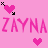 Pixelated pink background with heart and arrow symbols, text reading ZAYNA LOVES DAN in stylized letters.