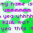 Pixelated text in purple and green on a white background with repeating phrases and shapes.