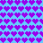 Pixelated heart pattern with gradient purple hearts on light blue background, static display.