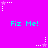 Bright magenta background with cyan text reading "Fiz Me!" repeated in two , surrounded by white and pink star-shaped pixel clusters