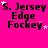 A bright pink background displays repeated text "S. Jersey Edge Fockey" with scattered white and light pink stars, some of which move across frames.