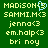 Green background displays pixelated text with a blue heart symbol replacing the '3' in 'MADISON<3' on the left side of the image.