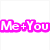 Pixelated text phrases in pink and purple surround a central photo of a person with brown hair wearing a green scarf against a dark background.