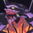 Pixelated anime-style character with purple hair and yellow eyes on left, next to pixelated text 'Anime IM' and 'COM' on black background.