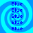 Four identical blue spiral patterns with repeated 'Blue' text in dark blue pixelated font on a light blue background.