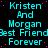 Cyan text on black background repeats 'Kristen And Morgan Best Friend Forever' in a pattern with scattered pink dots