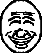 Six pixelated oval icons display sequential facial expressions with varying eyes, mouths, and accessories like glasses and mustaches.