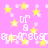 Pixelated pattern of yellow stars and white text on a pink background with no visible motion changes.