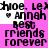 Pixelated text on a pink and white background with repeated phrases including 'shoe, le', 'Annah', 'best friends forever' in black font.