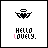Pixel art icon with angel wings and halo above text 'HELLO LOVELY.' where 'LOVE' is pink, showing animation changes in wing position across frames.