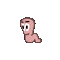 Pixelated pink worm-like creature with large eyes and simple facial features in various expressions