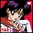 Pixelated anime-style character with dark hair and yellow eyes, wearing red and white clothing, with 'MARS' text below and a heart symbol above.