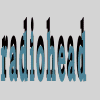 Six distinct display text and imagery including 'radiohead', 'Ultimo Trabajo', 'HAIL TO THE THIEF', a group photo, cartoon figures, and a colorful collage of media logos