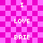 Pixelated text on a pink checkered background with subtle animation effects.