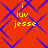 Red background with blue diamond lattice pattern and yellow text reading 'i luv jesse' in four identical quadrants.