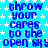 Blue text on a blue starry background repeats 'throw your cares to the open sky' in multiple with no visible animation changes