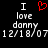 Static pixel art displays 'I love danny' with red heart symbol and date 12/18/07 in white text on black background.