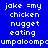Pixelated text on blue and cyan backgrounds with white lettering, showing variations in color scheme across four quadrants.