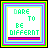 25 square icons with 'DARE TO BE DIFFERENT' text, each in distinct color schemes and animation states