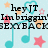 Pixelated light blue background with black text, teal musical notes, and pink/orange stars.