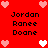 Red background with pixelated text and heart symbols arranged in a pattern